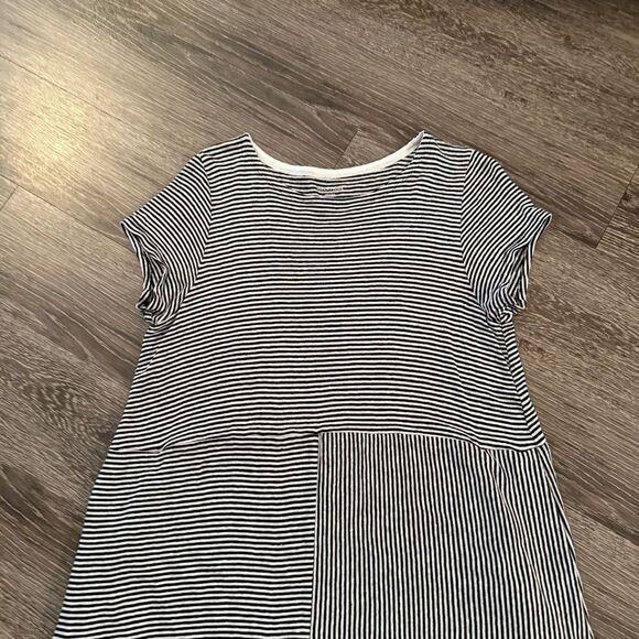 Eileen Fisher 100% Organic Linen Jersey Stripe Dress - Picture 3 of 7